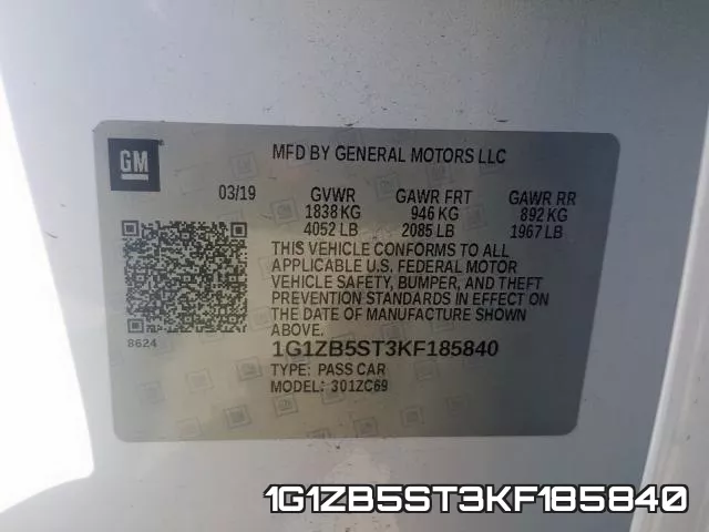 1G1ZB5ST3KF185840 фото 2