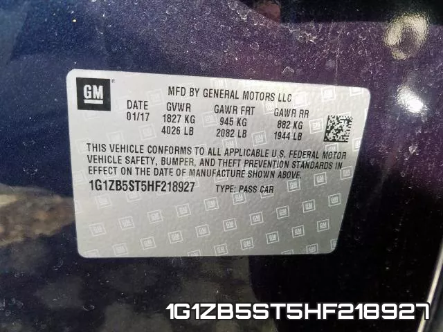 1G1ZB5ST5HF218927 фото 2