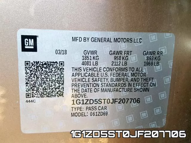 1G1ZD5ST0JF207706 фото 2