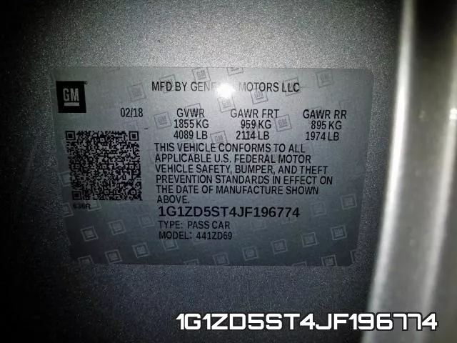 1G1ZD5ST4JF196774 фото 2