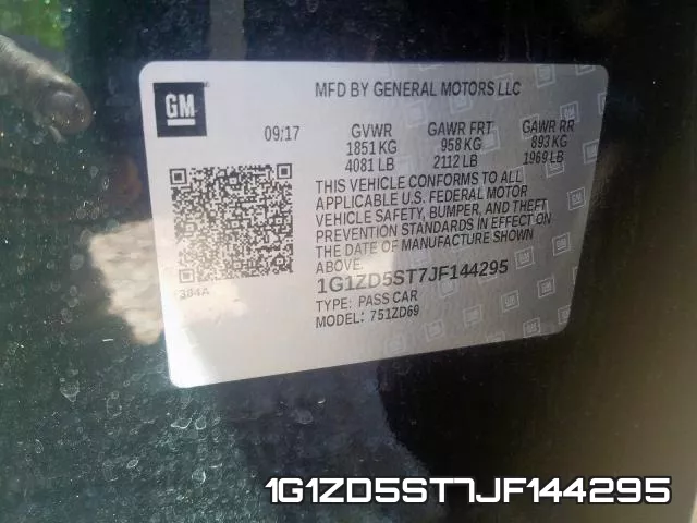 1G1ZD5ST7JF144295 фото 2