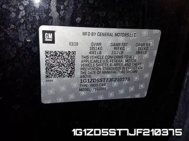 1G1ZD5ST7JF210375 фото 2