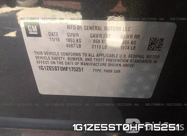 1G1ZE5ST0HF175251 фото 10