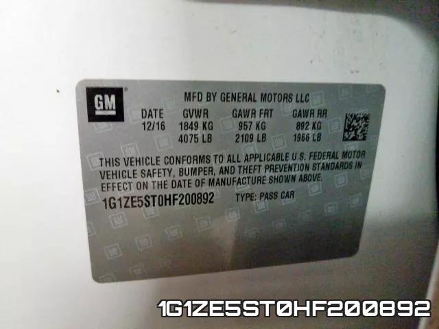 1G1ZE5ST0HF200892 фото 2