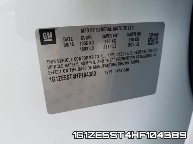 1G1ZE5ST4HF104389 фото 2