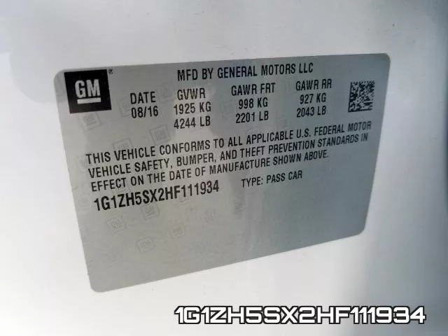 1G1ZH5SX2HF111934 фото 2