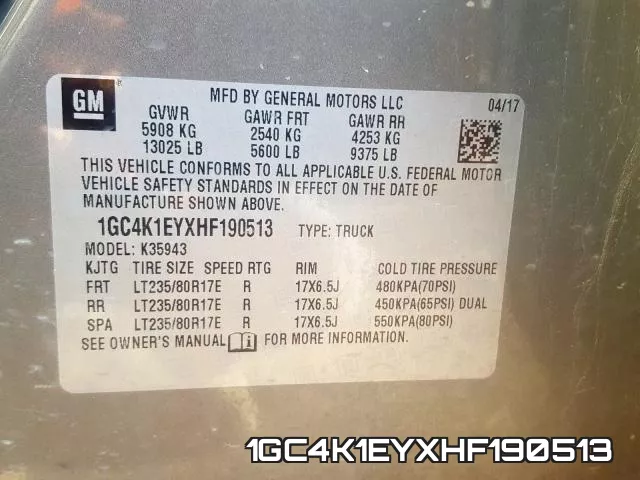 1GC4K1EYXHF190513 фото 2