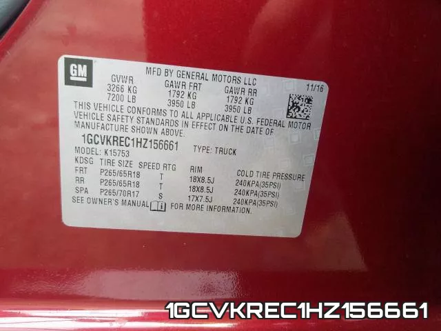 1GCVKREC1HZ156661 фото 2