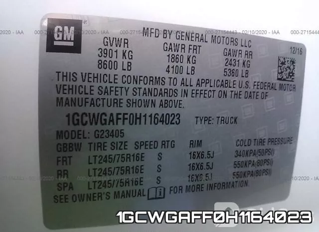 1GCWGAFF0H1164023 фото 10