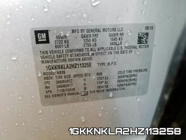 1GKKNKLA2HZ113258 фото 2