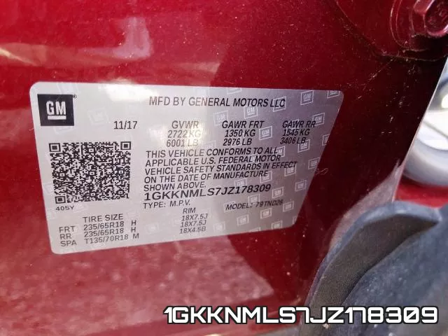 1GKKNMLS7JZ178309 фото 2