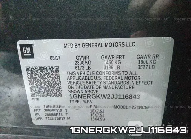 1GNERGKW2JJ116843 фото 10