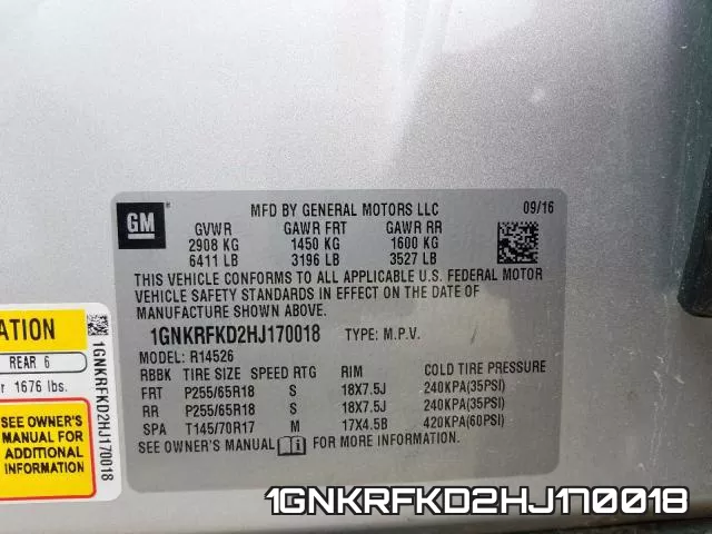 1GNKRFKD2HJ170018 фото 2