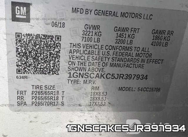 1GNSCAKC5JR397934 фото 10
