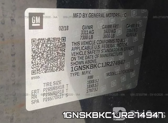 1GNSKBKC1JR274947 фото 10