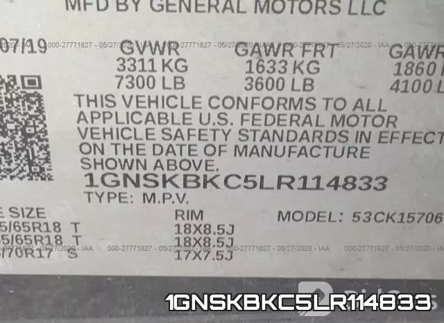 1GNSKBKC5LR114833 фото 10