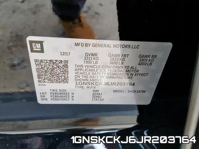 1GNSKCKJ6JR203764 фото 2
