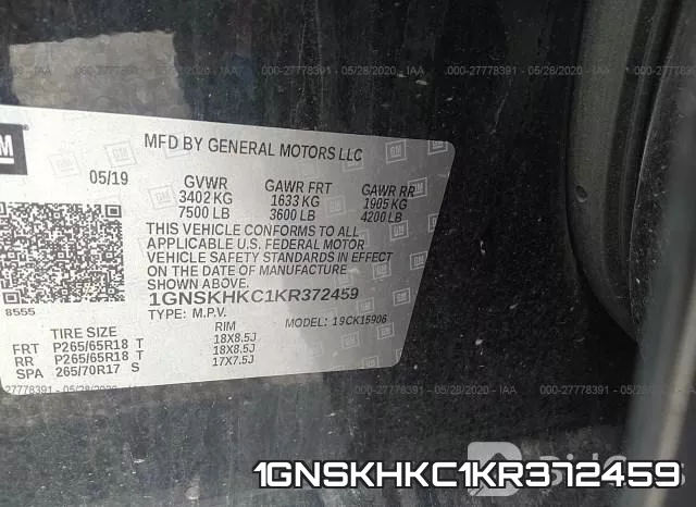 1GNSKHKC1KR372459 фото 10