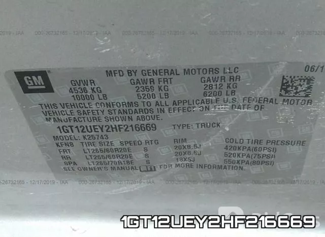 1GT12UEY2HF216669 фото 10