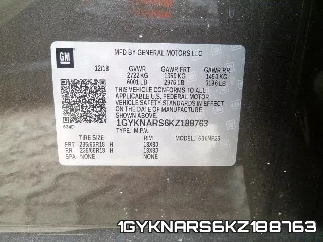 1GYKNARS6KZ188763 фото 2