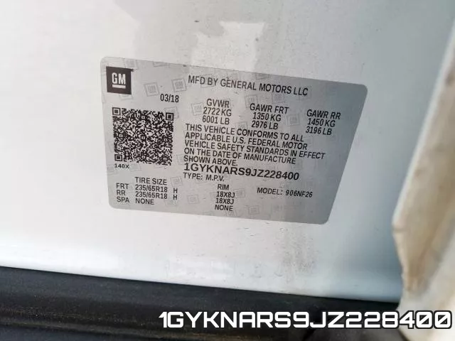 1GYKNARS9JZ228400 фото 2