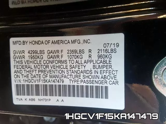 1HGCV1F15KA147479 фото 2
