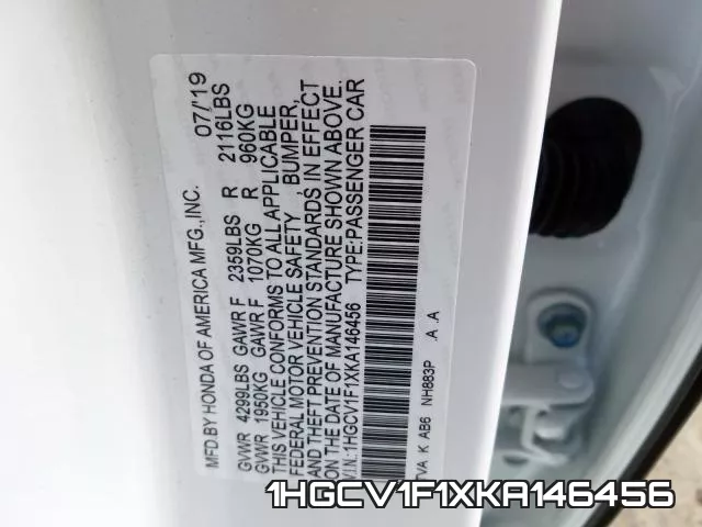 1HGCV1F1XKA146456 фото 2