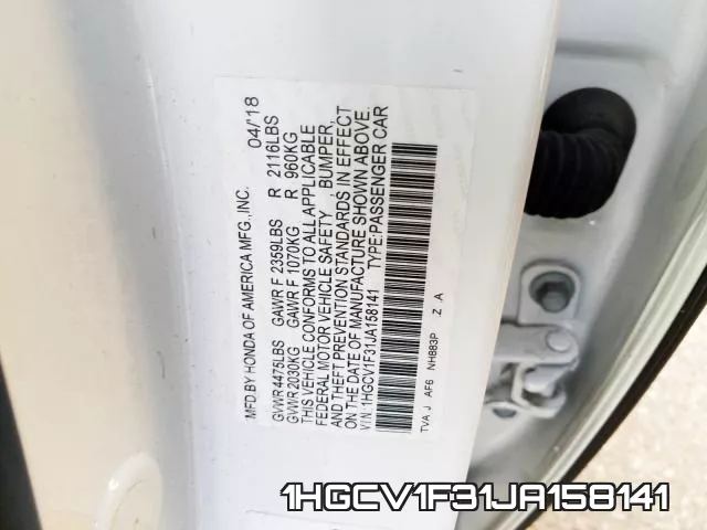 1HGCV1F31JA158141 фото 2