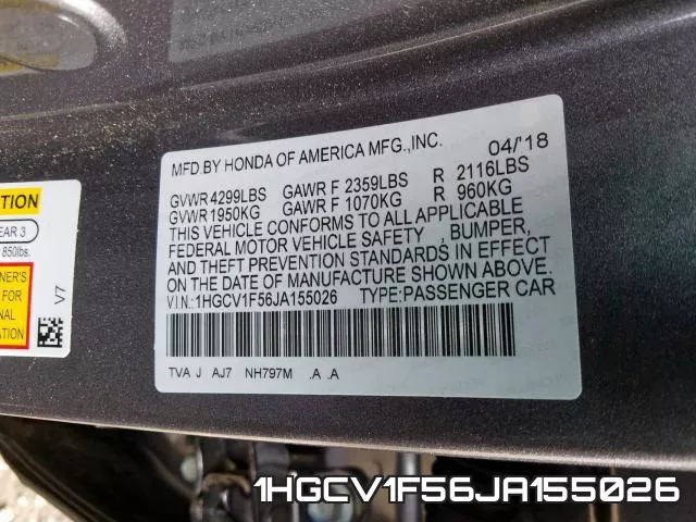 1HGCV1F56JA155026 фото 2