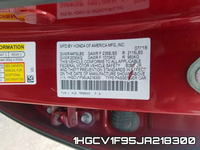 1HGCV1F95JA218300 фото 2