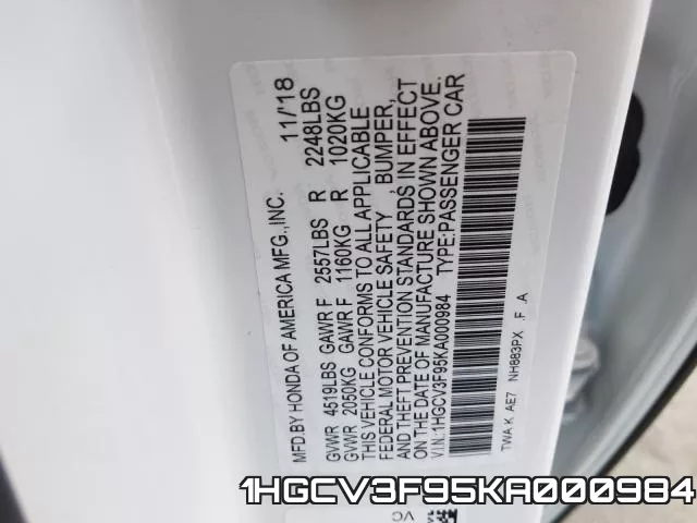 1HGCV3F95KA000984 фото 2