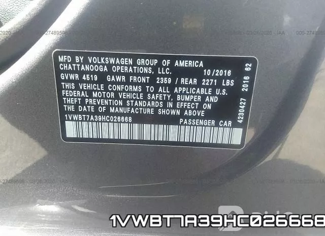 1VWBT7A39HC026668 фото 10