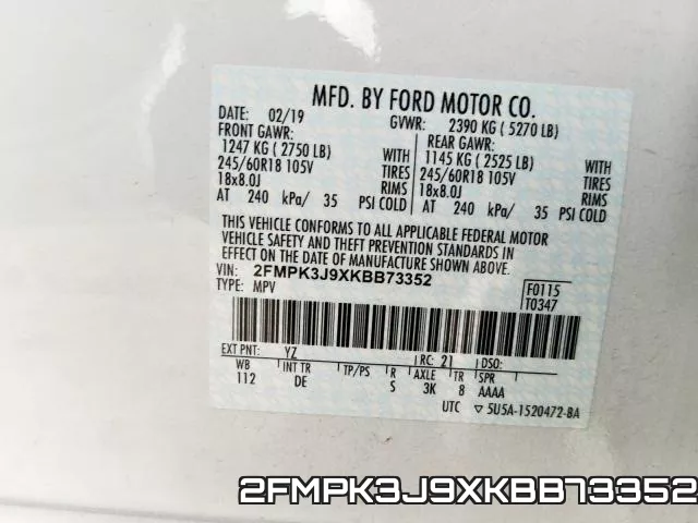 2FMPK3J9XKBB73352 фото 2