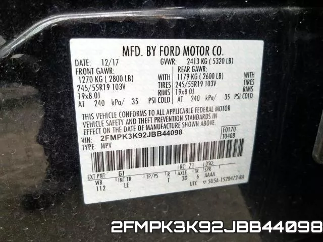 2FMPK3K92JBB44098 фото 2