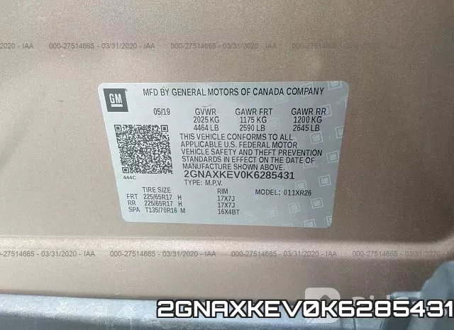 2GNAXKEV0K6285431 фото 10