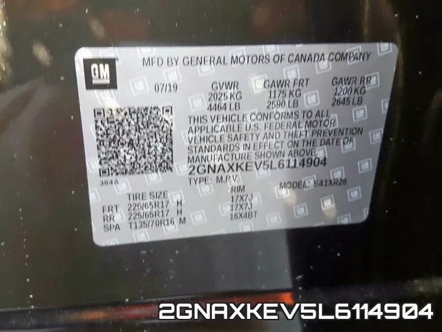 2GNAXKEV5L6114904 фото 2