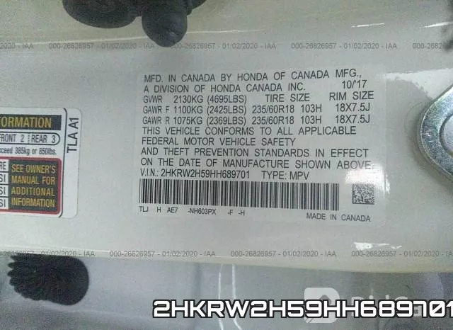 2HKRW2H59HH689701 фото 10