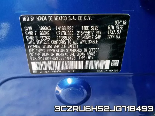 3CZRU6H52JG718493 фото 2