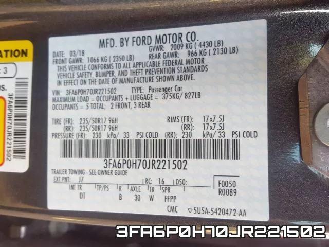 3FA6P0H70JR221502 фото 2