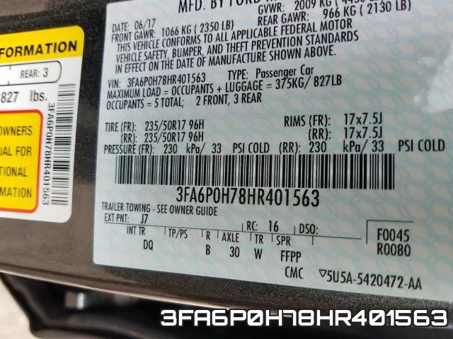 3FA6P0H78HR401563 фото 2
