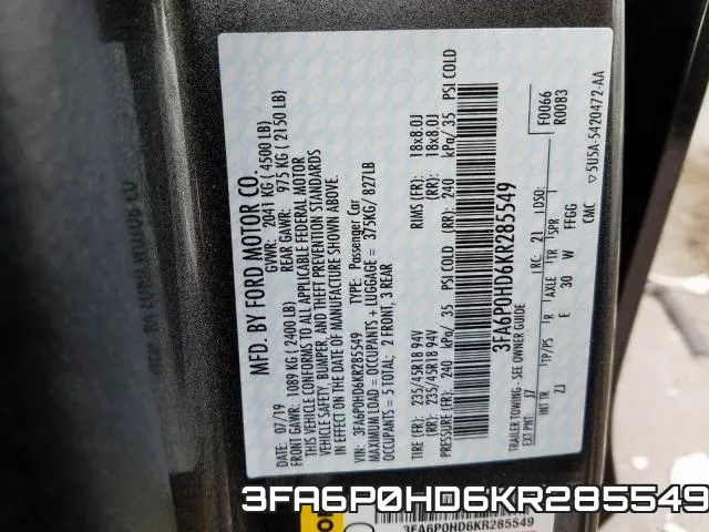 3FA6P0HD6KR285549 фото 2