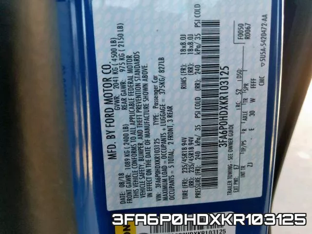 3FA6P0HDXKR103125 фото 2