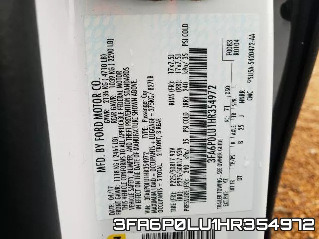 3FA6P0LU1HR354972 фото 2