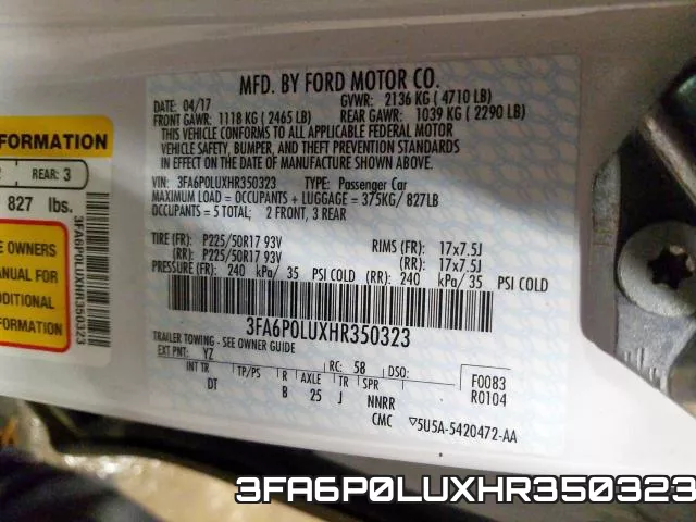 3FA6P0LUXHR350323 фото 2