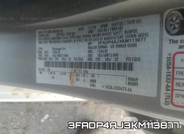 3FADP4AJ3KM113877 фото 10