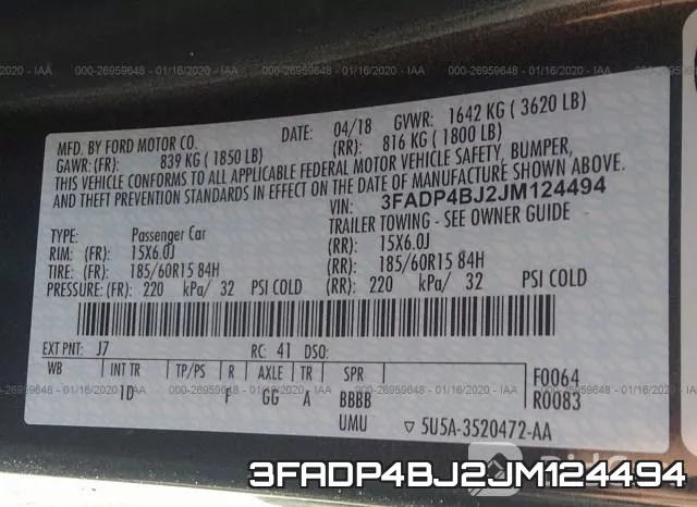 3FADP4BJ2JM124494 фото 10