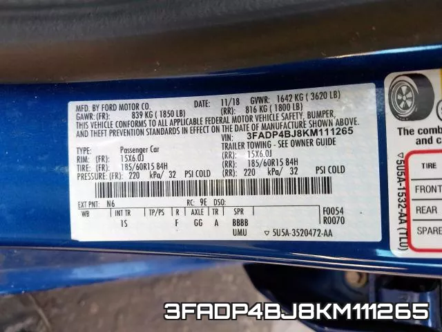 3FADP4BJ8KM111265 фото 2