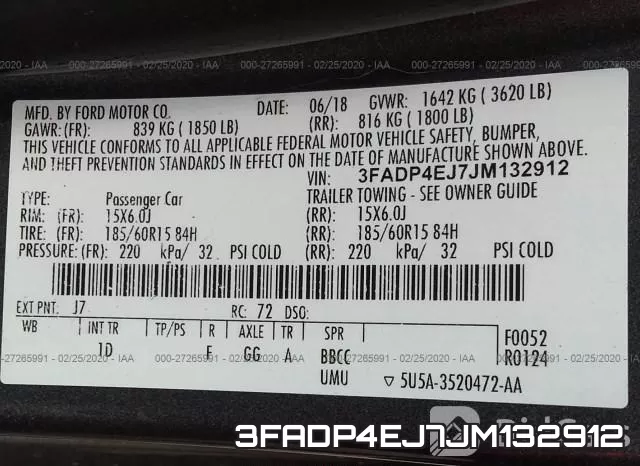 3FADP4EJ7JM132912 фото 10