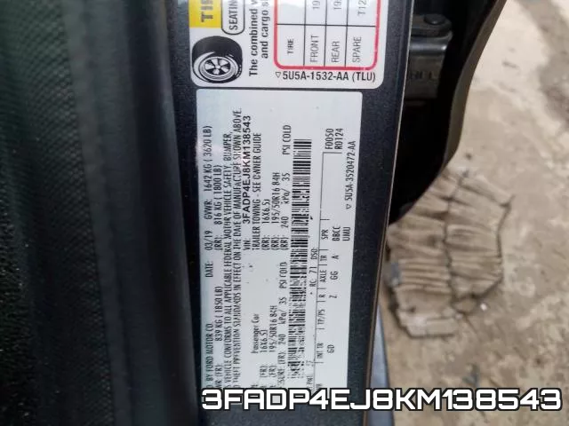 3FADP4EJ8KM138543 фото 2