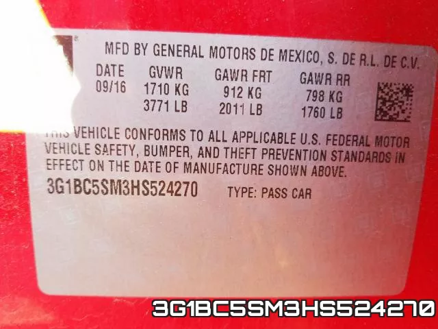 3G1BC5SM3HS524270 фото 2